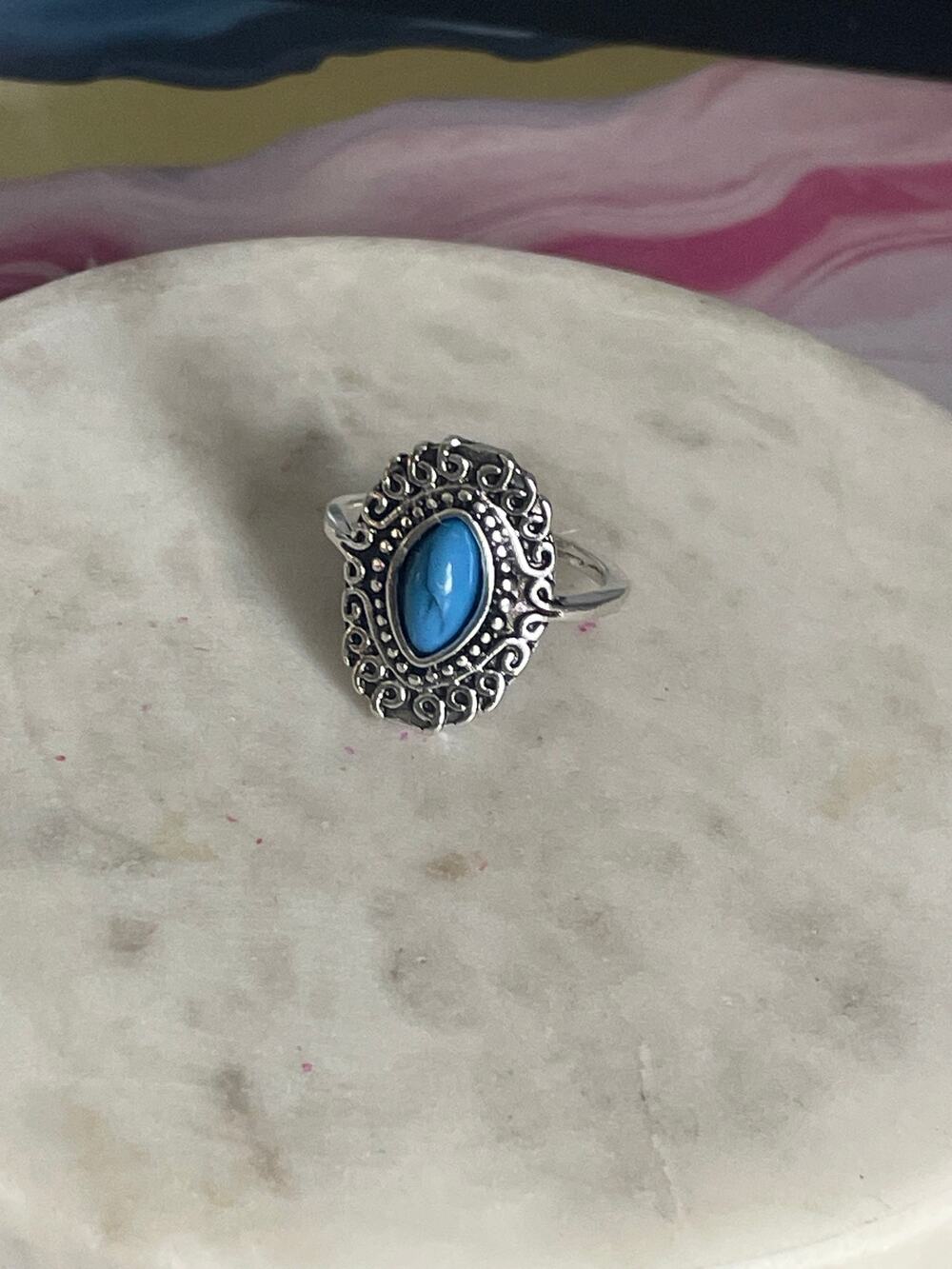 4.5 Silver Red synthetic gem Ring